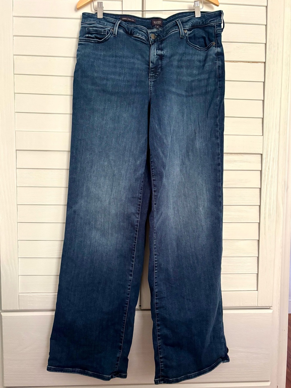 NYDJ Teresa Wide Leg Stretch Jeans Blue 14